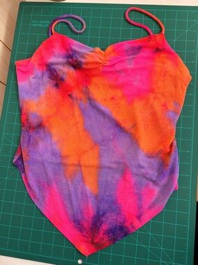 Zenobia Tie-Dye Handkerchief Hem Cami in Orange Pink Purple